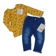 Komplet NOWY 86 spodnie jeansowe _ bluzka