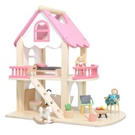 Drevený domček pre bábiky + 2 bábiky