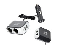 DWÓJNIK ROZDZIELACZ NA 2 GNIAZDA ZAPAL + USB 3,1A - 12/24V TIR ciężarówki