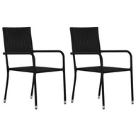 Záhradné stoličky 2 ks polyratan čierne