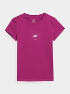 4F bluzka dziecięca krótki rękaw bawełna różowy TTSHF0817 rozmiar 146