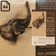 Blok szkicowy A4 szaro-brązowy 80g słoń