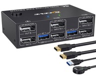 USB 3.0 DP KVM Switch 2 PC 2 monitory, wyświetlacz 4K 144 Hz L372