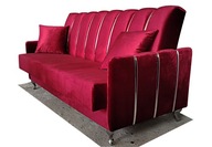 kanapa zfunkcją spania rozkładana sofa wersalka srebrna WĄSKIE BOKI GLAMOUR