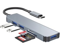 ROŹDZIELACZ PORTÓW HUB USB C 3.0 3x USB 2x CZYTNIK KART SD TF ADAPTER 5W1