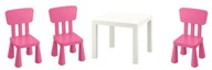 IKEA LACK Konferenčný stolík+ MAMMUT Tri detské stoličky