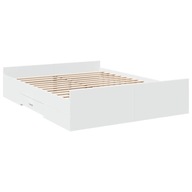 Rama łóżka z szufladami, biała, 160x200 cm