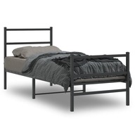 Kovový rám postele s čelom a zadočkom čierny 80x200 cm