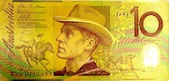 AUSTRÁLIA 10 dolárov A.B. "BANJO" PATERSON Zberateľská bankovka Pozlátená