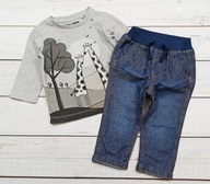 Next/George bluzka+ spodnie jeans 6-9m/74cm idealne