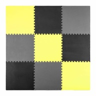 Penová podložka puzzle 180x180cm 9 ks šedo žltá