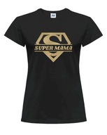 Koszulka damska czarna nadruk dla MAMY prezent DZIEŃ MATKI SUPER MAMA 3XL