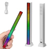 LEDY USB REAKCIA NA ZVUK MULTICOLOR NEON LIŠTA RGB LED BLIKÁ BATÉRIA