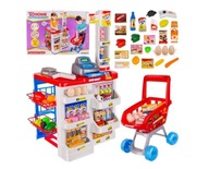 Supermarket Sklep Kasa dla Dzieci Stragan + Wózek Koszyk z Akcesoria Duży