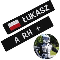 Naszywka imiennik na kurtkę motocyklową grupa krwi