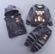 Teplá súprava oblečenia fleece nohavice vesta medvedík