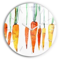 Tiché nástenné hodiny zo skla Ilustrácia mrkvy okrúhly priemer 30 cm