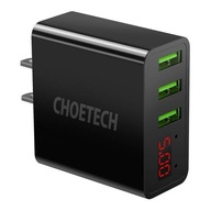 Ładowarka sieciowa Choetech C0026, wtyczka US, 3x USB-C z cyfrowym wyświetl