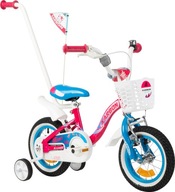 Rowerek Dziecięcy 12 Cali Mimi Różowy Rower Karbon z Prowadnikiem