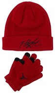 Zestaw dla dziecka czapka + rękawiczki JORDAN czerwony z logo