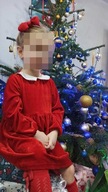 SINSAY Návštevnícke šaty na Vianoce červená velúrová 98-104