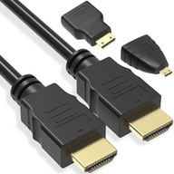 KÁBEL HDMI 2.0 4K ADAPTÉR 3v1 + 2 MINI ADAPTÉRY MICRO ULTRA HD 1.5M
