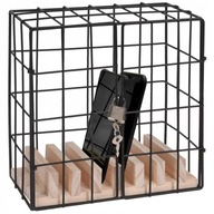 Stojak klatka więzienie na telefon metalowa czarna