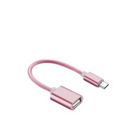 Adapter przejściówka USB Typ C USB-C HOST USB USB-A na kablu OTG różowy