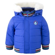 Chlapčenská bunda modrá, s kožušinou na kapucni