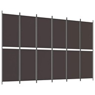 Paraván 6-panelový, hnedý, 300x200 cm, látka