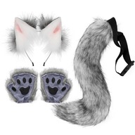 1 zestaw Kot ogon Wilk ogon i uszy Wilk rękawiczki