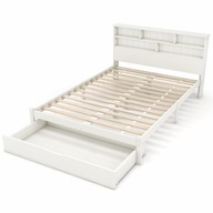 Podwójne łóżko z litego drewna z szufladami i ramą z listew 140X200CM biały