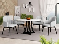Okrúhly jedálenský stôl 100 cm so 4 stoličkami TULZA 2 - lesklý čiernobiely