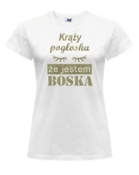 Koszulka biała Krąży pogłoska że jestem BOSKA S