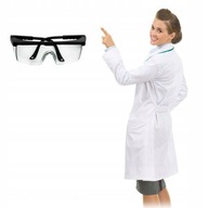 ZESTAW: Fartuch laboratoryjny medyczny 100% baw GUZIKI damski M + okulary