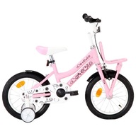 Detský bicykel s nosičom 14 palcov bielo-ružový