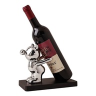 Stojan na víno fľaša figúrka strieborného medvedíka keramická dekorácia