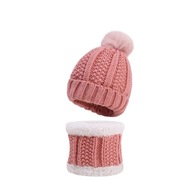 New Winter Beanies Cap Set Boys Girls Thick Knitted Hat Scarf Plush Kids He