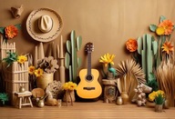 TŁO FOTOGRAFICZNE do 150X210cm Western pustynny kaktus drewniane kowbojskie