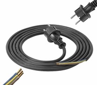 Kabel z Wtyczką Przewód Zasilający Przyłączeniowy 3x1,5mm2 Gumowy 3m Czarny