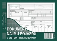 Dokument Najmu Pojazdu z Listem Przewozowym 40szt.