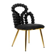 Jedálenská stolička BUBBLE BEAM velúrová čierna 56,5x52x87 cm