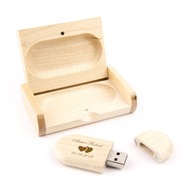 Pendrive Drewniany owalny Klon 32 GB USB 2.0 + Pudełko + Grawer na Ślub