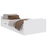 Rama łóżka drewniana biała 203,5x96x48,5 cm + szuflady