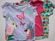 3x top t-shirt bluzka BROKAT kwiaty naszywki 80-86