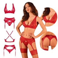 Bielizna erotyczna damska SEXY koronkowa czerwona Obsessive Lacelove XS/S