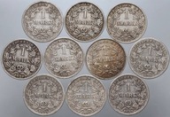 Niemcy, Cesarstwo, zestaw, 10 x 1 marka 1875-1907