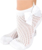 19-22 Roztomilé ponožky Prelamované bavlnené s mašľou na leto Noviti BIELE