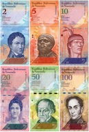 Wenezuela - 6 banknotów 2-100 Bolivares 2007-2015