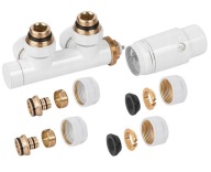 TERMOSTATICKÁ SADA VENTILU RADIÁTORU OTOČNÝ DUOPLEX BÍLÝ PEX MĚĎ